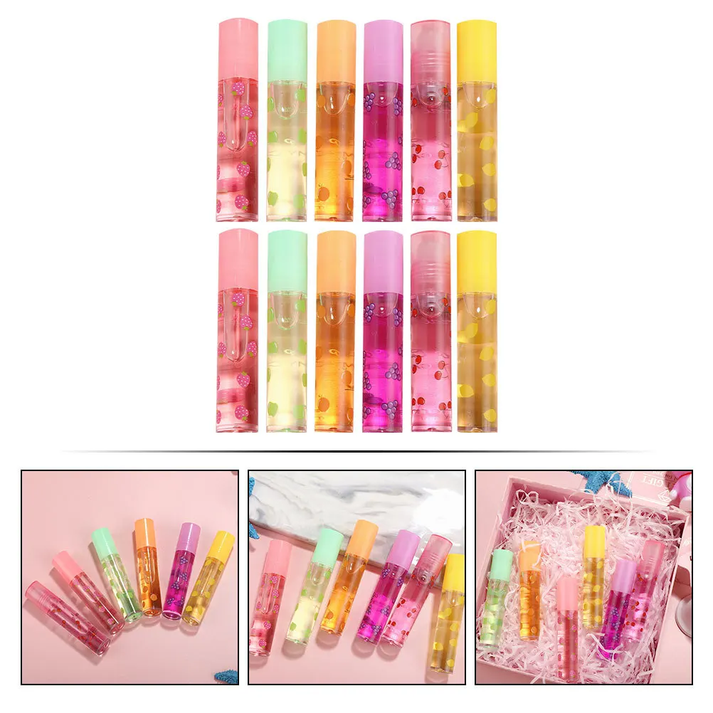 12Pcs Premium Transparent Lip Gloss Set Hydrating Colorless Formula Improves Dryness Portable Cute Design Perfect Gift for Women