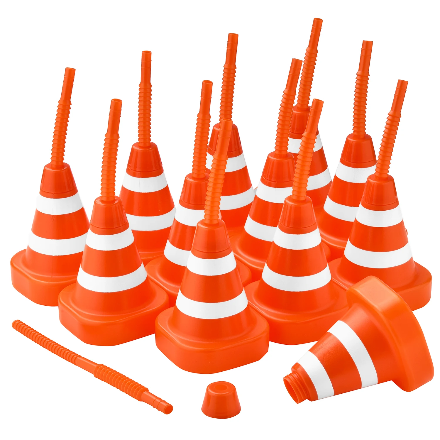 4/12 Pcs Kids Party Cups Construction Cone Cups Set, 10 oz with Straws for Construction Traffic Theme Racing Car Birthday Party