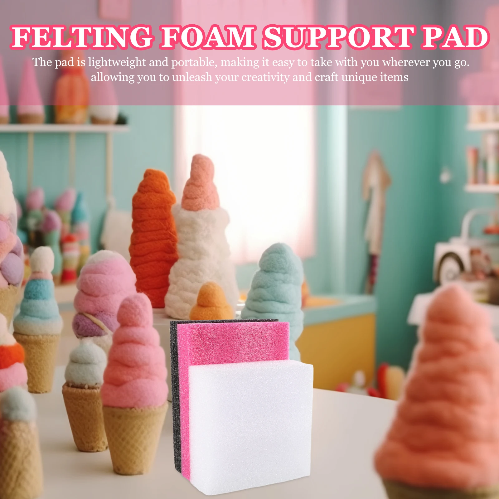 

3 Pcs Felting Mat Soft DIY Craft Sponge Cushion Wool Pad Table Protection Needle Felting Cushion Foam Base Board