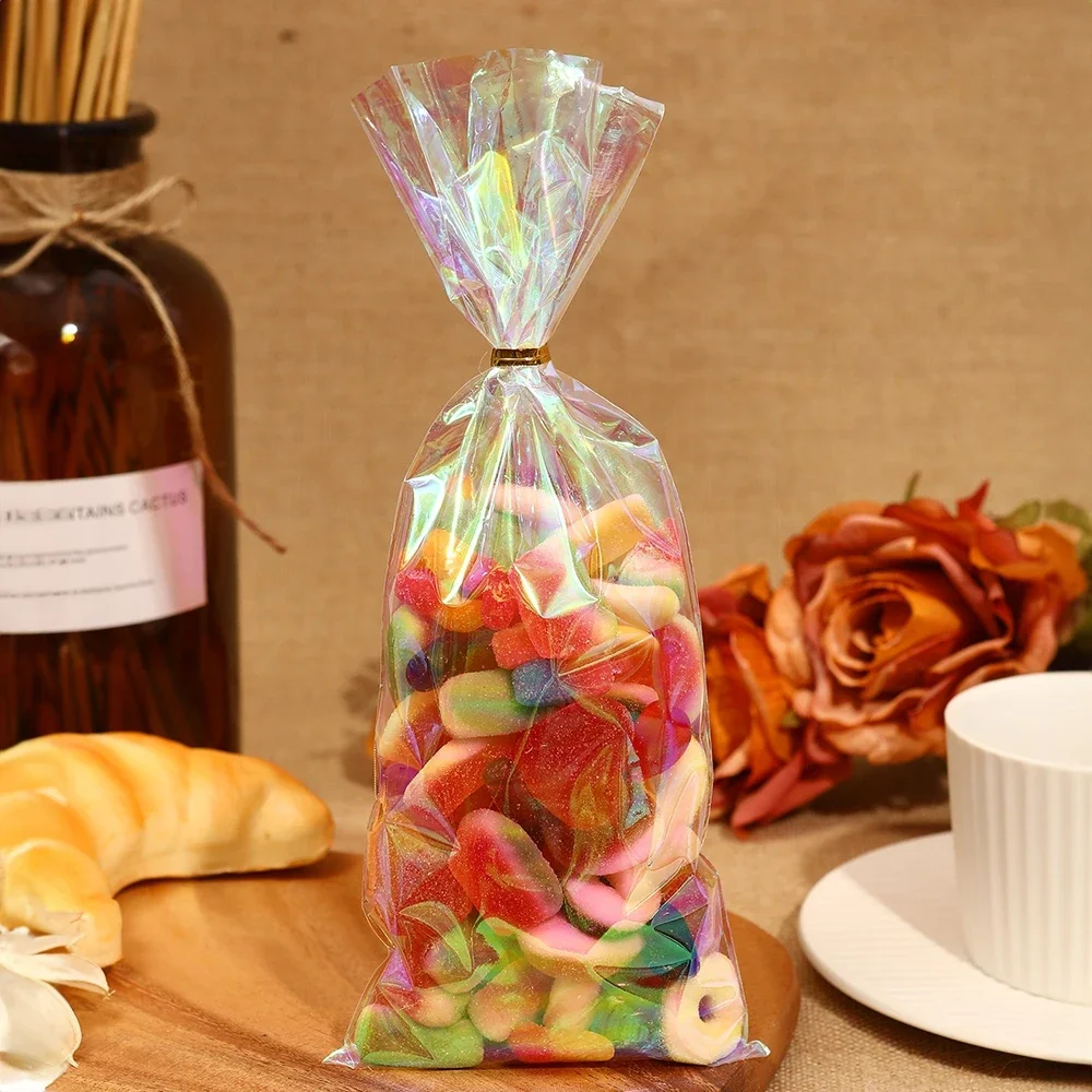 50 stücke Regenbogen Cellophan Geschenkt üten holo graphische Party bevorzugen Taschen für Geschenke, Leckereien und Veranstaltungen-perfekt für Feiertage, Geburtstage – Detail 9