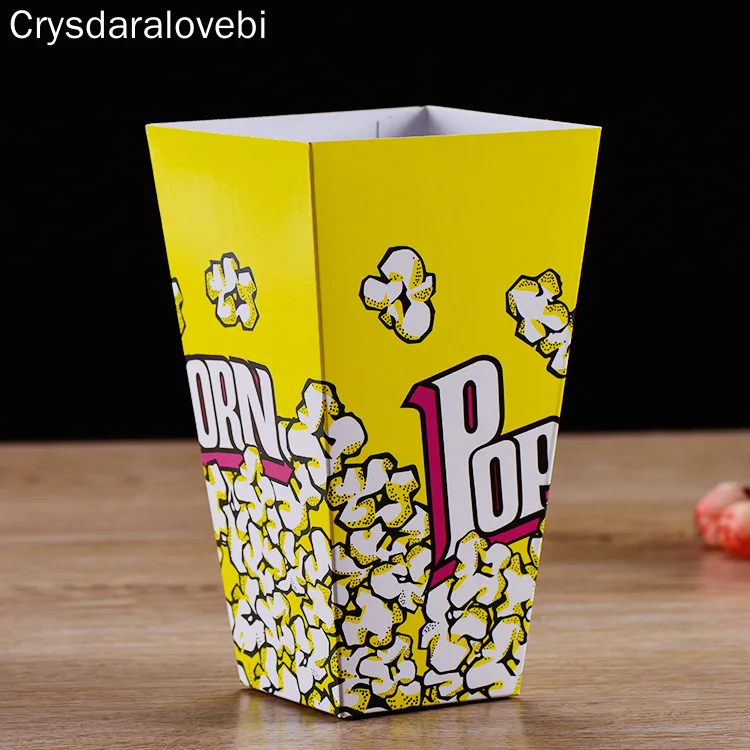 

100 Pcs Disposable Popcorn Box Paper Cup birthday party wedding Cinema Market Square Popcorn Box blue Custom