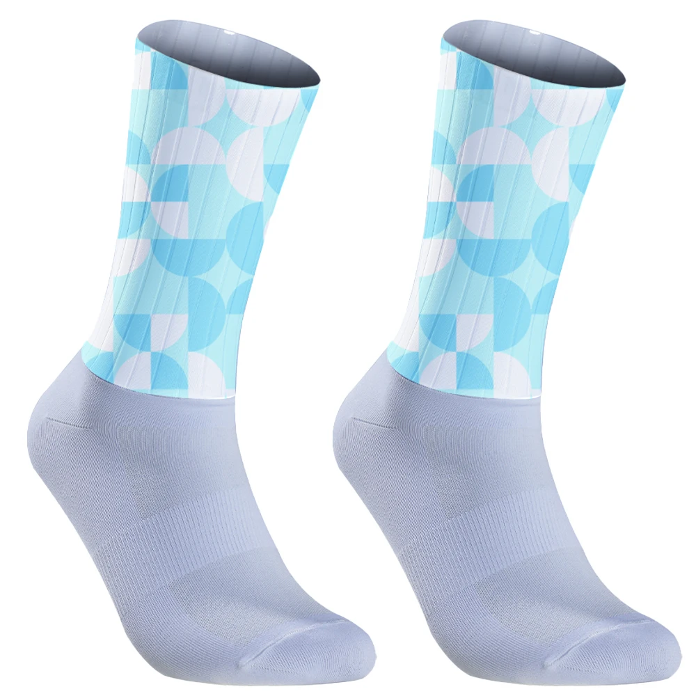 Chaussettes de sport d'été en silicone non ald, motif de style, chaussettes de course professionnelles, chaussettes de vélo en plein air, 2024