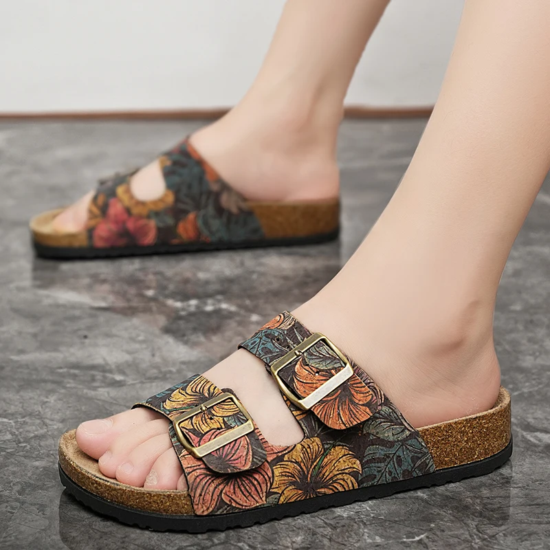 Sandalias de Corcho para Mujer, Casuales, Cómodas y Modernas, con Suela de Goma y Plantilla de Corcho