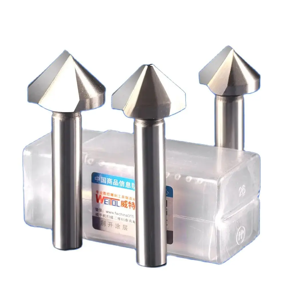 Weitol 12mm V shape end mill 90 degree router bit metal cutting tools HSS chamfer bits for engraving stainless steel