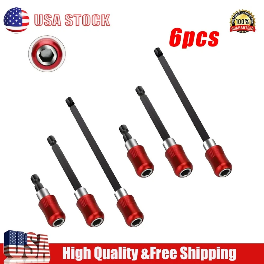 

6PCS High Quality 1/4 Hex Shank Quick Release Magnetic Screwdriver Extension Holder Drill Bit Tool Kit Low Price