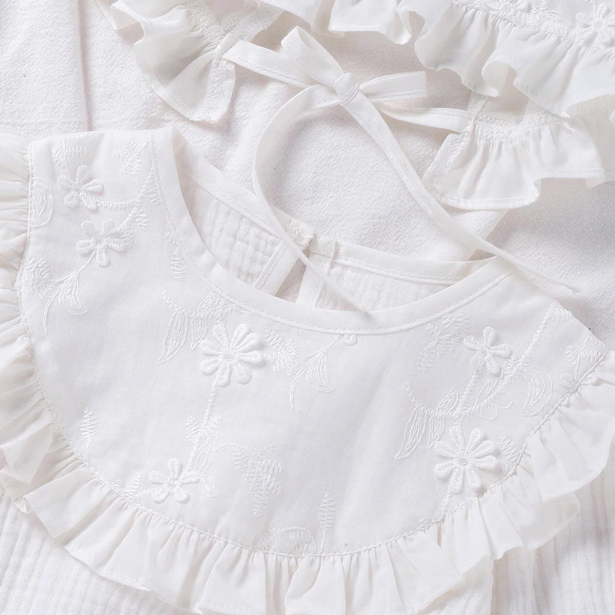Mono de algodón con bordado de flores para niñas recién nacidas, manga larga, fruncido, 1 piezas, con sombrero, de 0 a 24 meses
