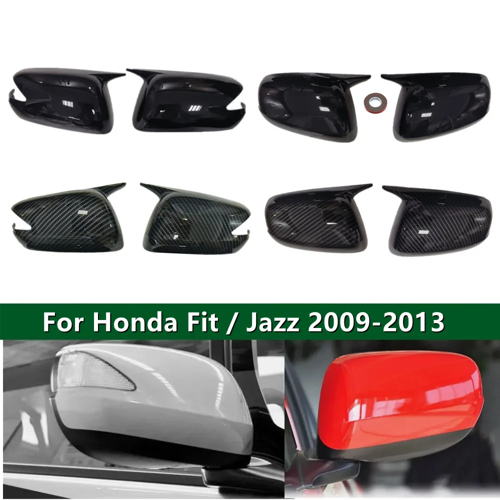 For Honda Fit Jazz 2009 2010 2011 2012 2013 Car Rearview Side Mirror Cover Wing Cap Exterior Door Housing Shell Trim Sticker