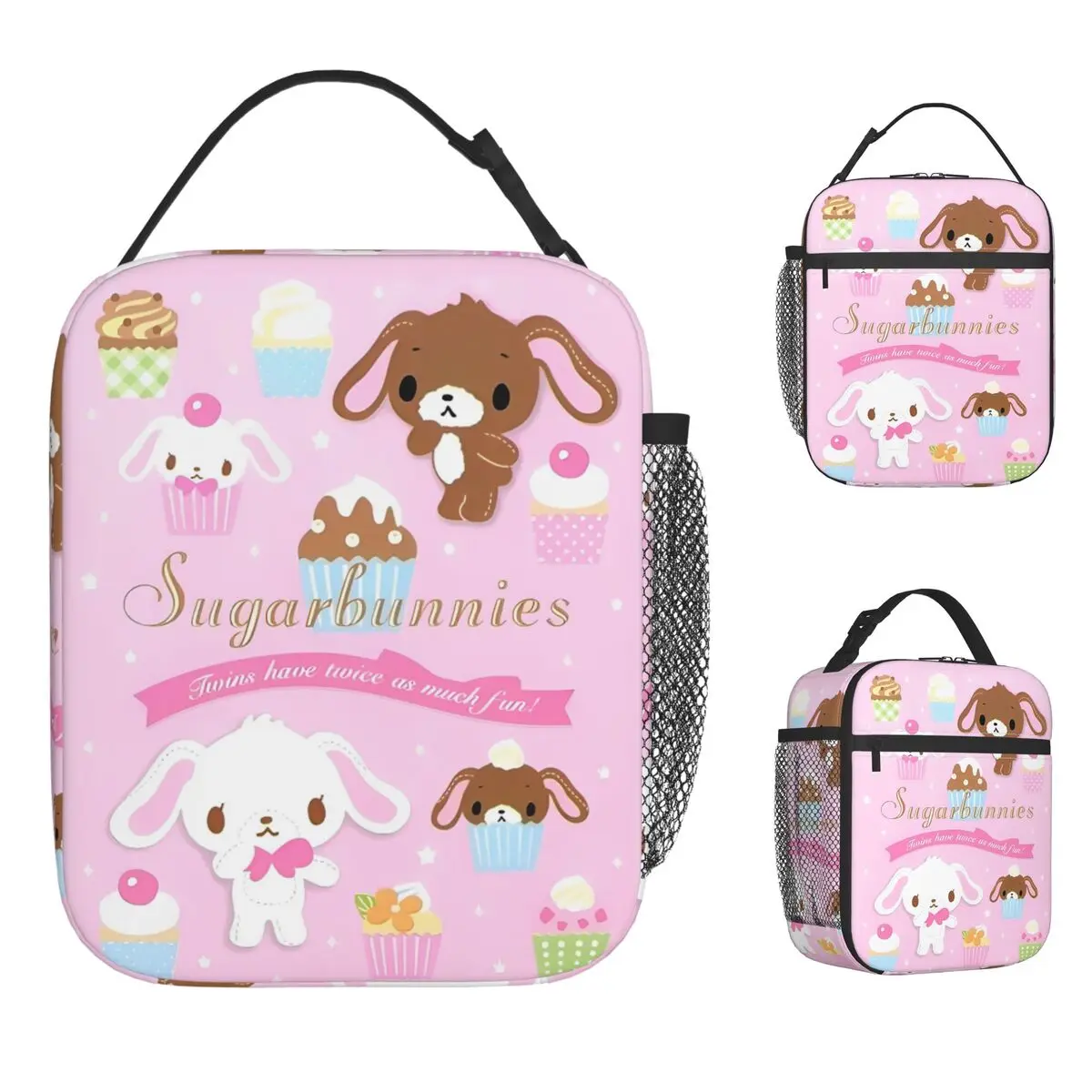 

Милые сахарные кролики, изолированные сумки для обеда, портативная многоразовая сумка-холодильник с героями мультфильмов, сумка-тоут, ланч-бокс для работы на открытом воздухе для девочек и мальчиков