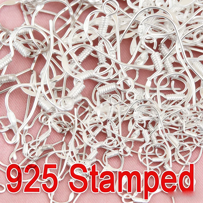 

400pcs Lot 15MM Making Jewelry Findings 925 Sterling Silver Fish Hook Earrings 925 Stamped Silver Hooks Earwire