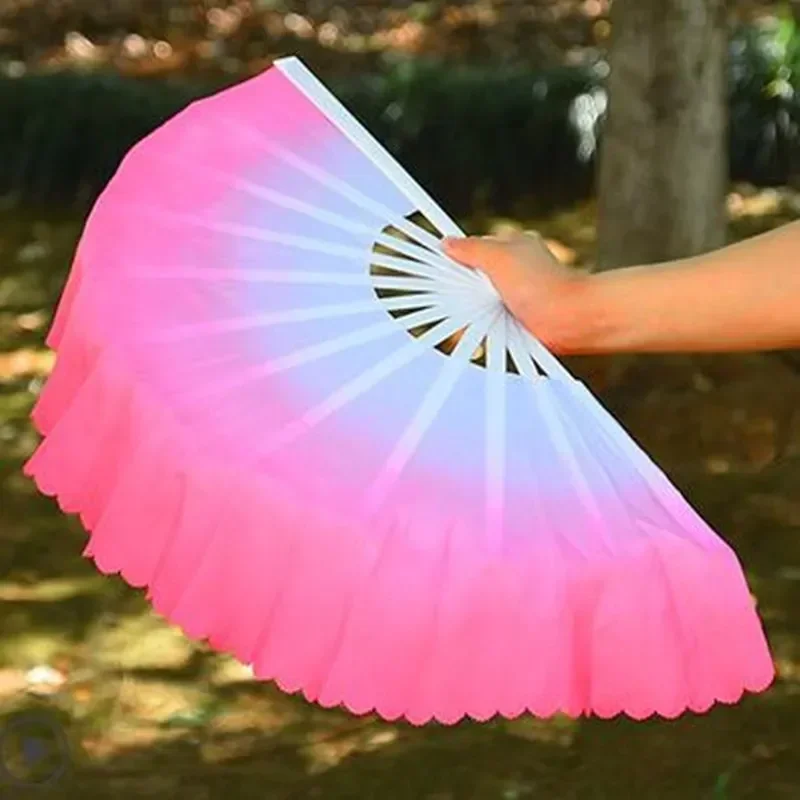 

Extra Heavy Mulan Fan Belly Dance Fan Double-leaf Magnolia West Lake Tai Chi Gradient Blue Clouds Props Plastic Handle Adults