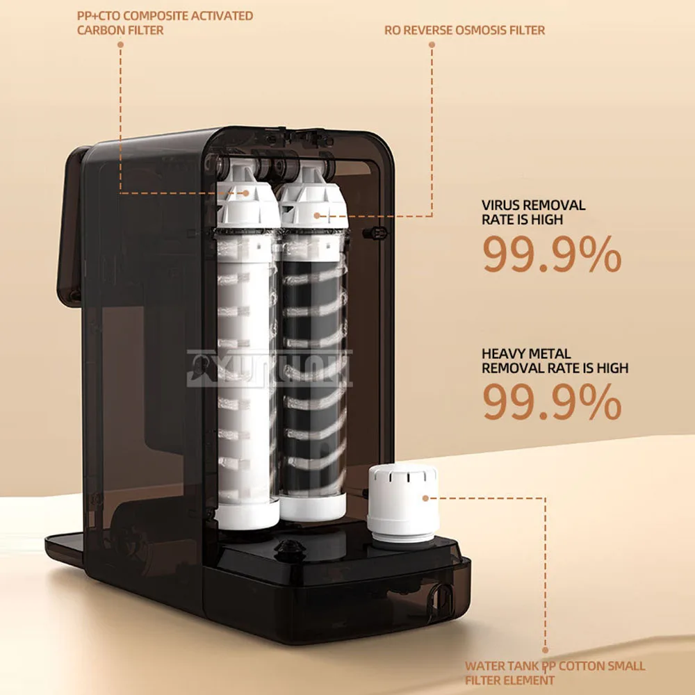 Dispenser Wasserfilter air panas instan rumah tangga, pemurni air terintegrasi, Filter air panas instan