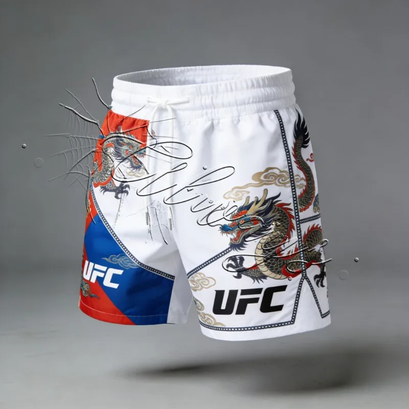 

Новинка 2026 года, модные боксерские шорты UFC для мероприятий с рисунком дракона, мужские быстросохнущие дышащие шорты для борьбы и фитнеса