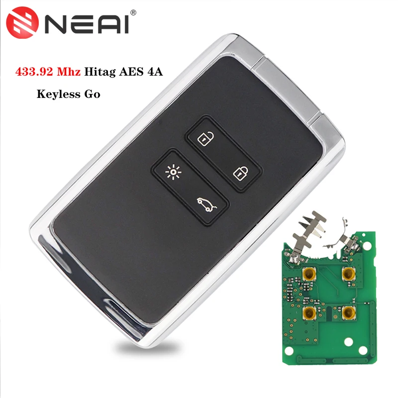 

Чип NEAI 4A NCF29AxM 433 МГц, смарт-карта для бесключевого доступа для Renault Kadjar, Clio5, Zoe2, Koleos, Captur, Scenic, Megane, Arkana, Talisman