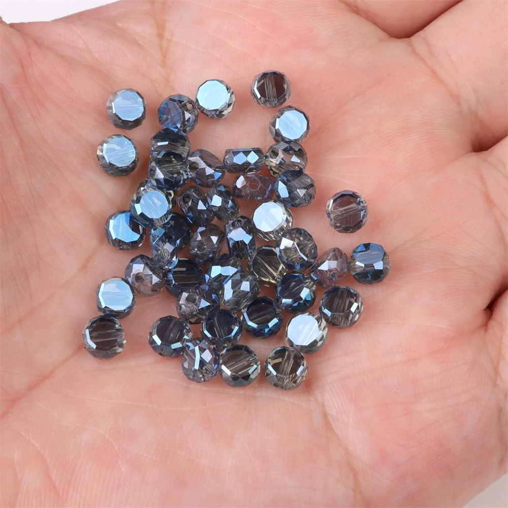 30pcs/lot Faceted Austria Crystal Bead 4X6MM Round Flat Loose Spacer Glass Beads For Jewelry Making Earrings Necklace Bracelet