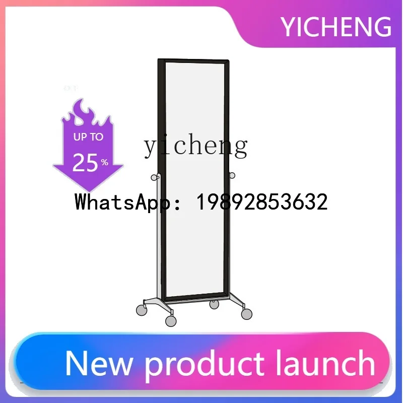 

Floor Mirror Rotatable Bedroom Living Room Home Dressing Mirror Stainless Steel Removable Solid Wood