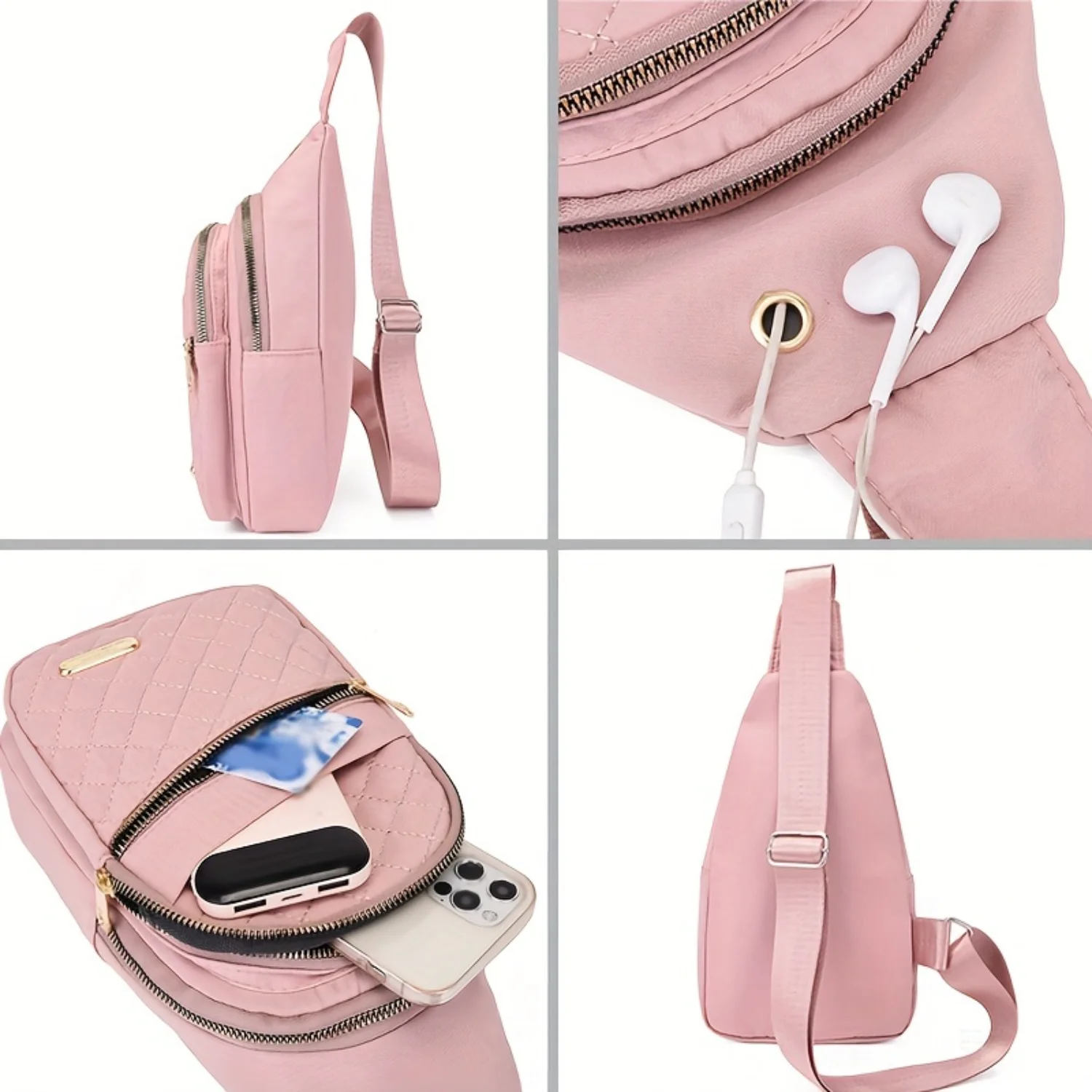 

Fashion Quilted Chest Bag, Outdoor Sports Crossbody Bag, Women's Casual Sling Shoulder Purse