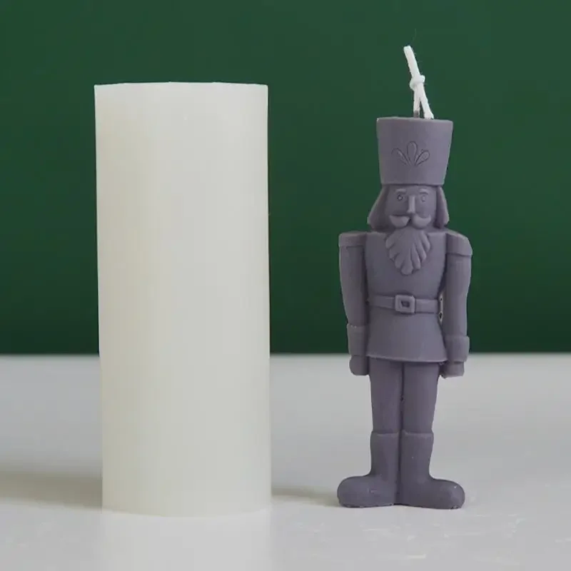 DIY Nutcracker Soldier Candle Silicone Mold DIY Aromatic Soap Candle Making Epoxy Plaster Mold Gifts 2023 Christmas Home Decor