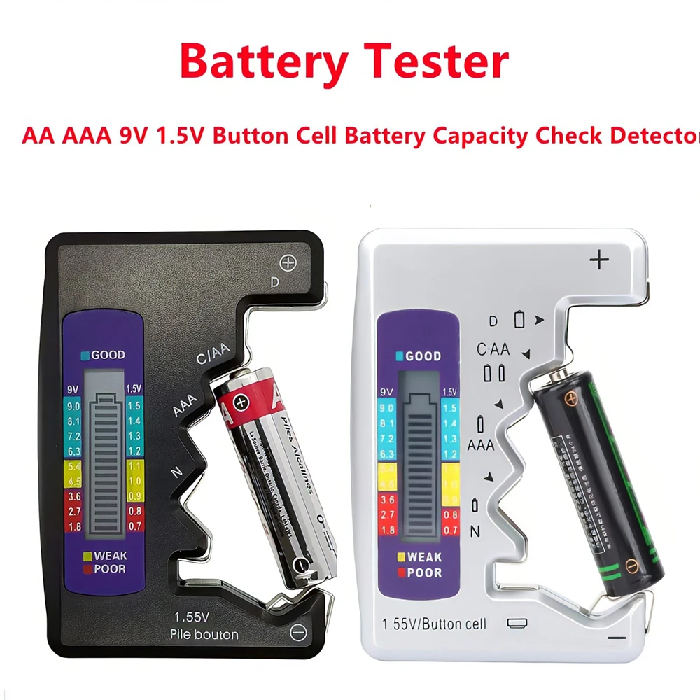 Probador de batería Digital con pantalla LCD, herramienta de diagnóstico de capacitancia, C, D, N, AA, AAA, 9V, 1,5 V