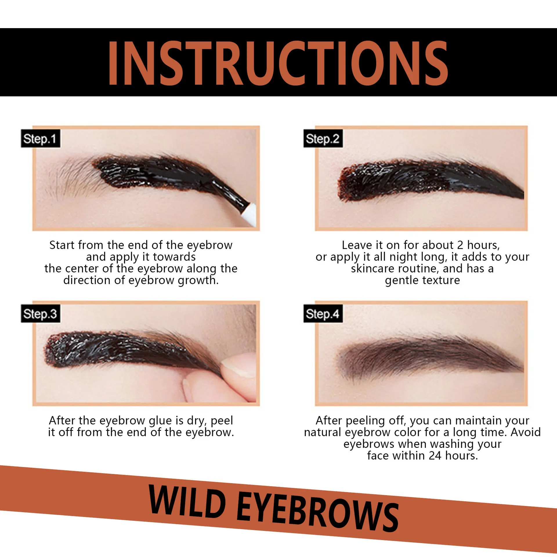 Peel Off Tattoo Brow Wenkbrauwgel Langdurig Vlekvrij Waterdicht Transpiratie Gemakkelijk te dragen 3-kleuren Wenkbrauw Tint Make-up Cosmetica