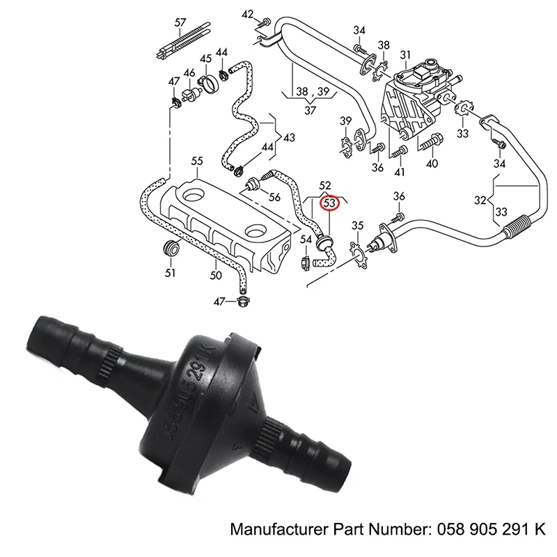 3X Vacuum Check Valve Air Pump Valve Car Accessories For  A4 TT BEETLE PASSAT 058905291 058905291K