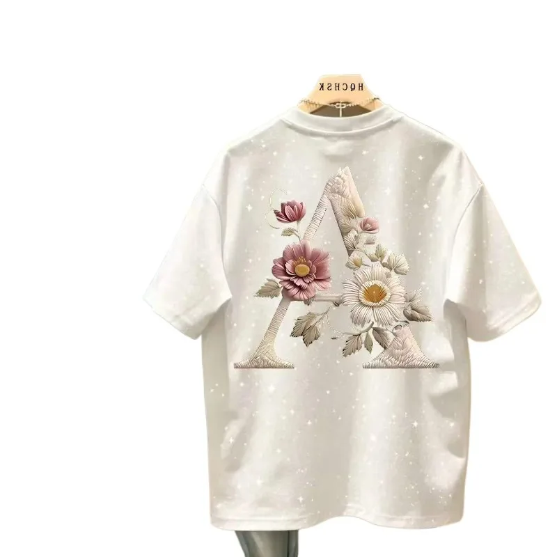 New Summer American Streetwear Brand Cool Loose Round-neck Top Featuring Pure Cotton Starry Sky Short-sleeved T-shirts for Men