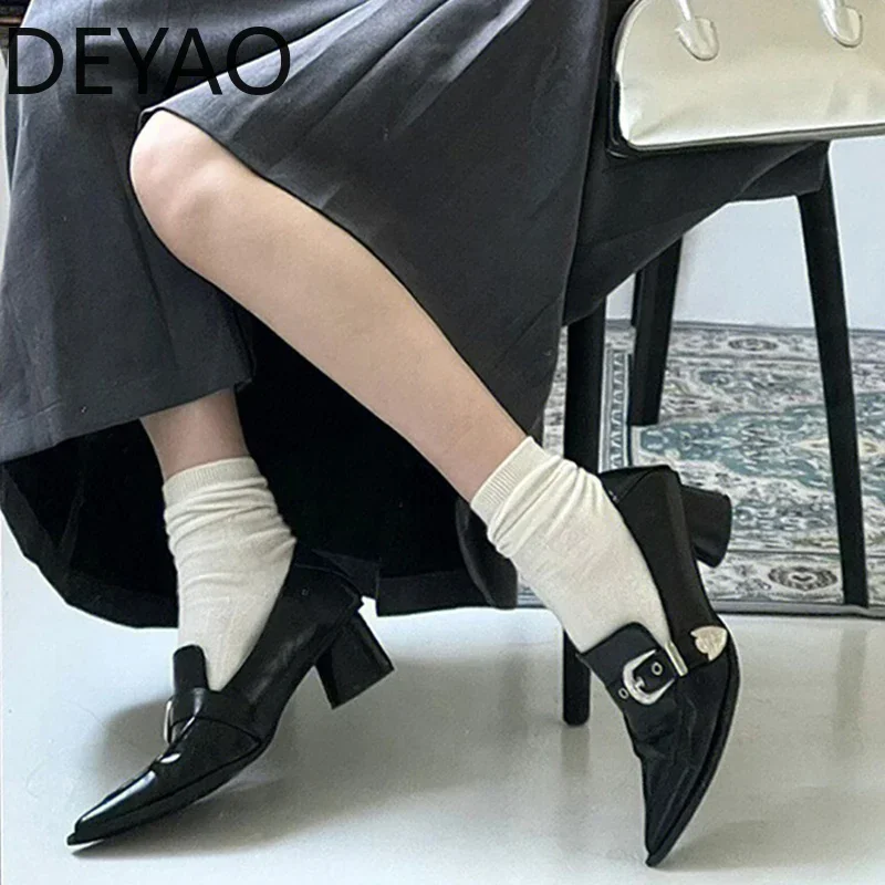 2024 Spring New Women Pumps Shoes Fashion Shallow Ladies Shallow Slip On Single Shoes Female Elegant Thick Heel Footwear