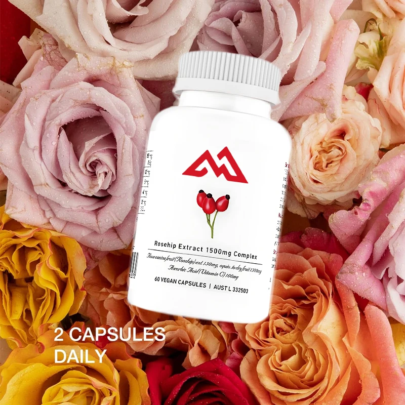 Rose fruit extract 1500mg, collagen formation containing vitamin C&E, with luminous, nourishing and firming effects, 60 capsules