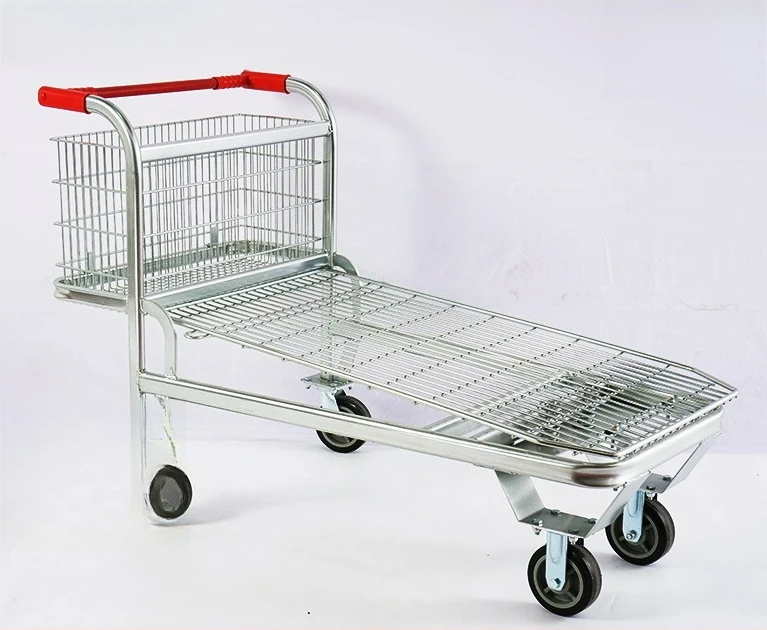 LTT Flatbed Tally Truck Supermarket Warehouse Trolley Load Belt Brake Wheel Industrial Handling Cart