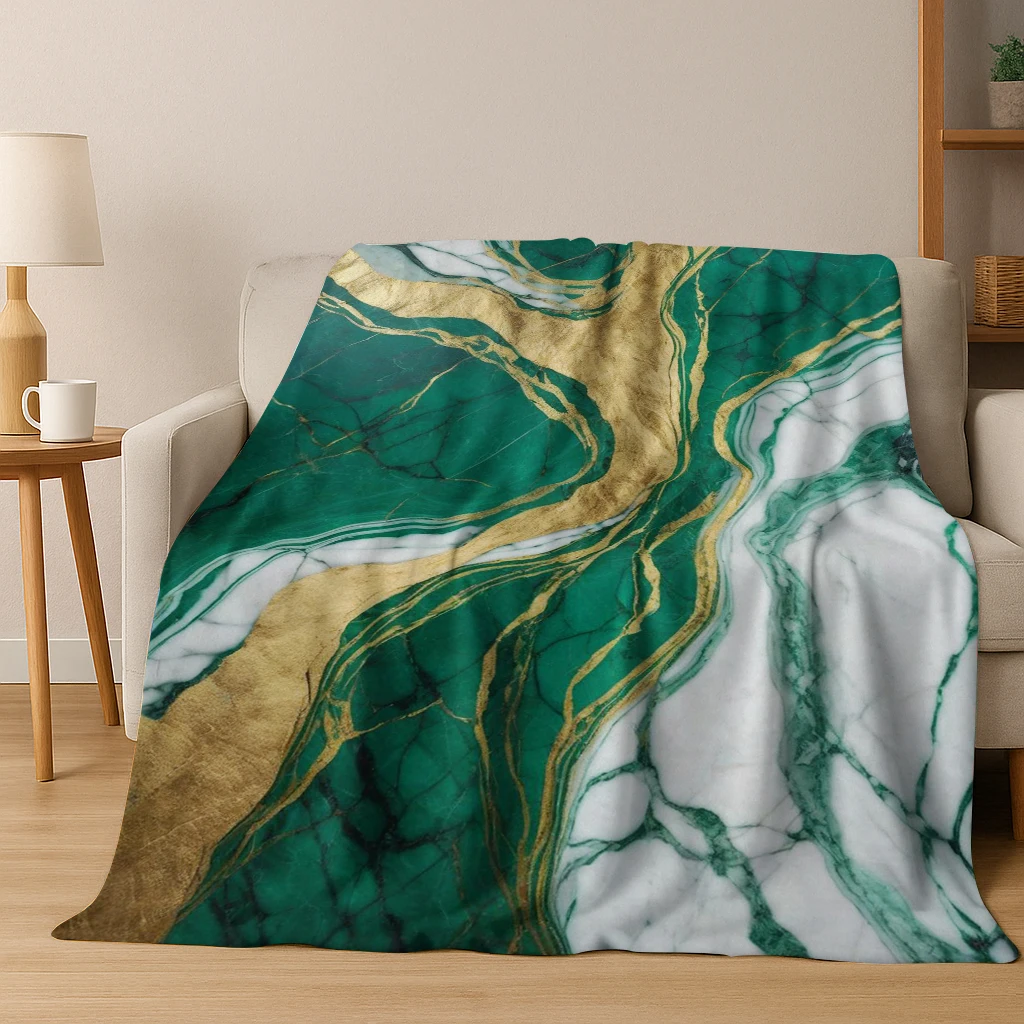 Marble Stone Pattern Flannel Blanket Soft Warm Throw Blanket for Bed Bedroom Room Living Room Office Travel Camping Picnic Gift