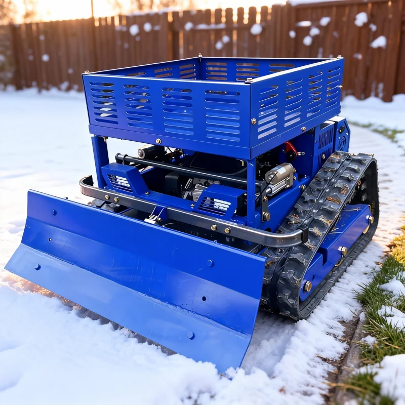 Cortacésped con control remoto personalizado: pala para nieve y estante de almacenamiento, robot de jardín multifuncional equipado
