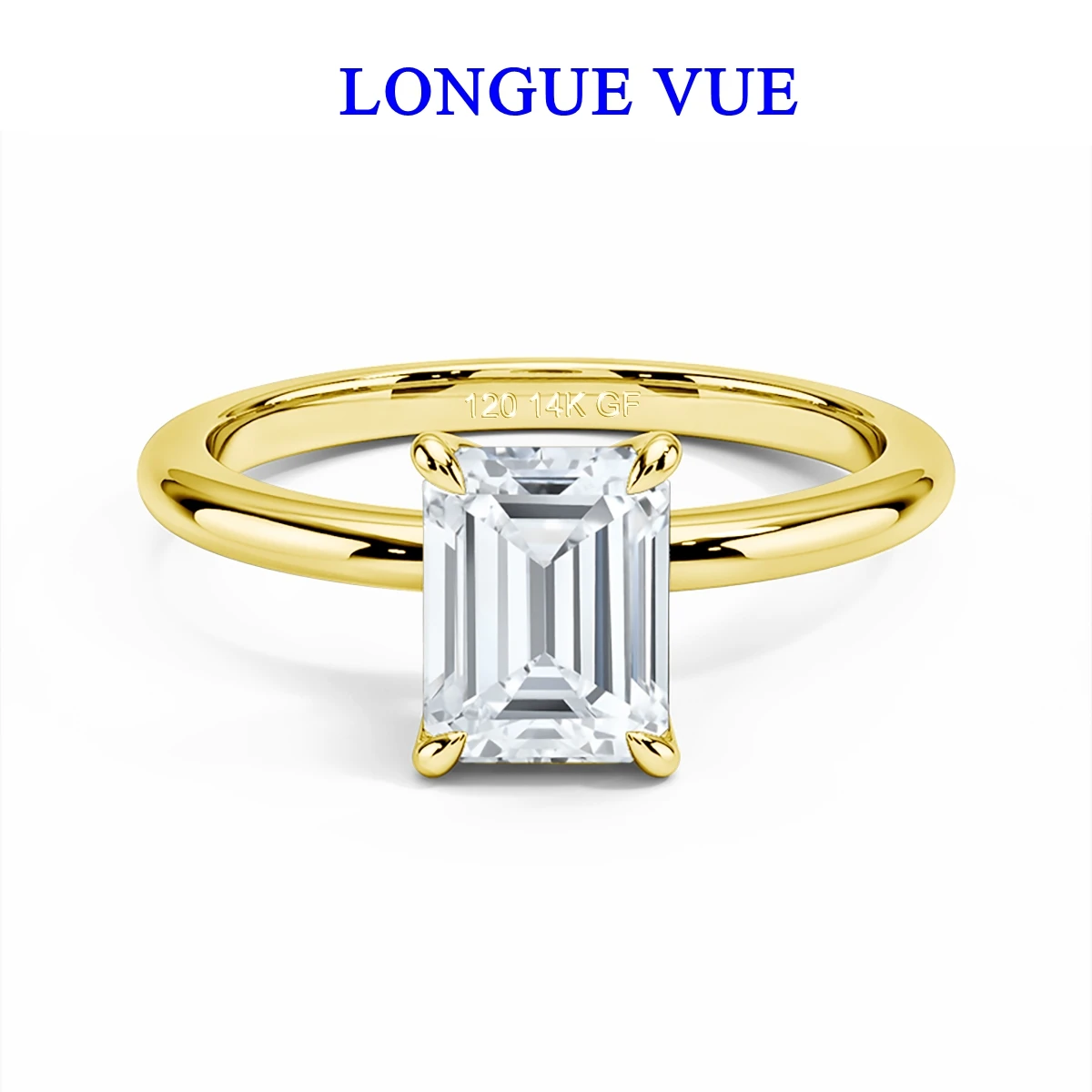 

14K Gold Filled 3ct 7x9MM Emerald Cut Moissanite Ring for Women with Certificate Passed Diamond Test AU585 K Gold Wedding Band