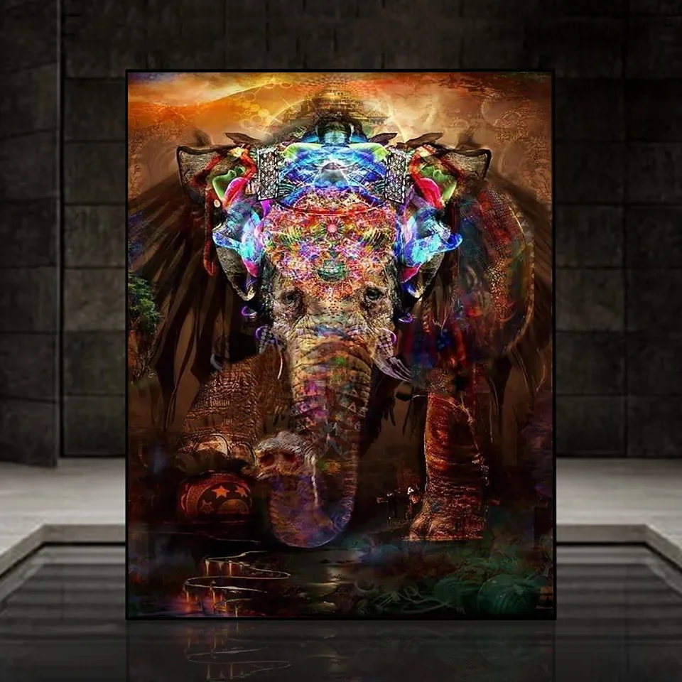 DIY 5D Diamond Painting Kits Elephant Full Square/Round Diamond Mosaic Art Abstract Animals Rhinestone Embroidery Home Decor