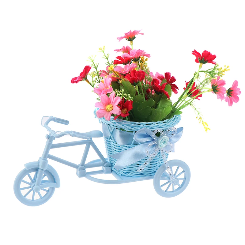 Small Tricycle Bicycle Flower Basket Vase Storage Home Office Table Desk Decor