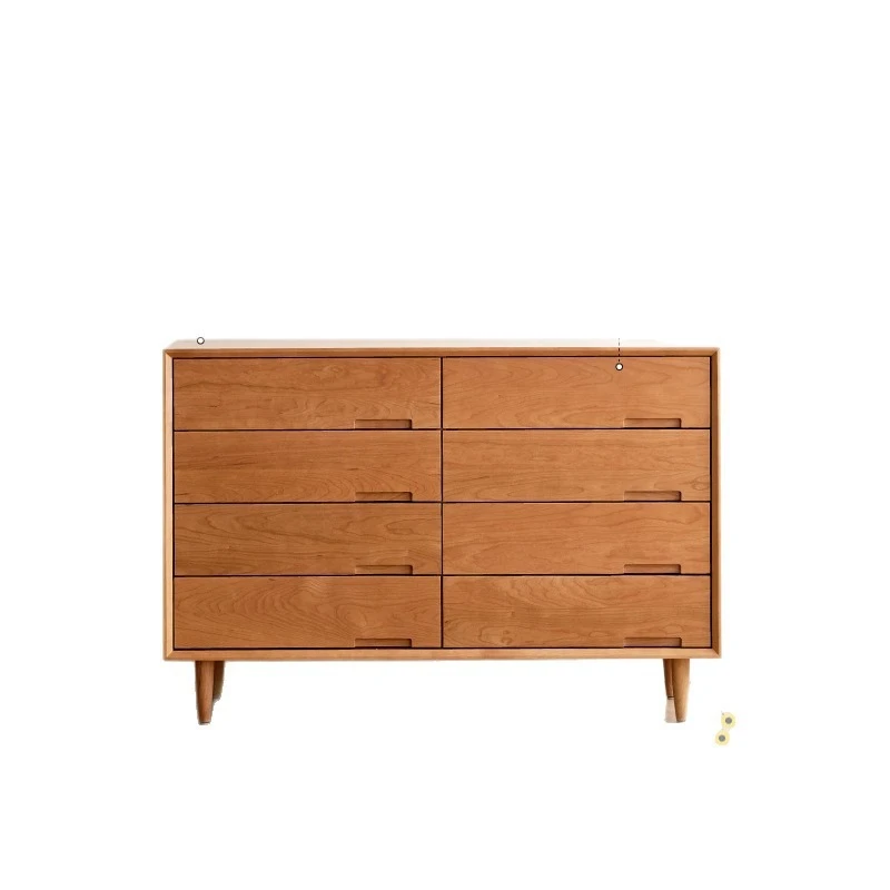Solid wood cherry wood storage side cabinet bedroom small apartment bedside cabinet retro