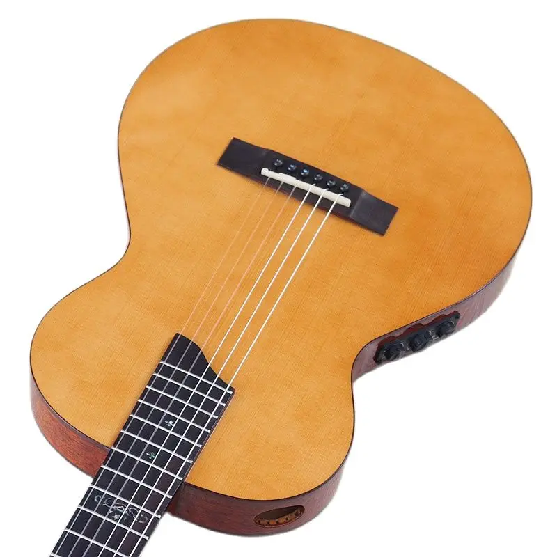 Thin Body Silent Electric Classical Guitar 36 Inch 6 String Silent Nylon Guitar Solid Sapele Body Hand Made Electric Guitar