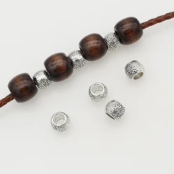 10pcs/Lot Funky Vintage Bumpy Surface Oval Big Hole Beads 8x6.5mm Handmade Barrel Metal Spacers Charms DIY Jewelry Findings