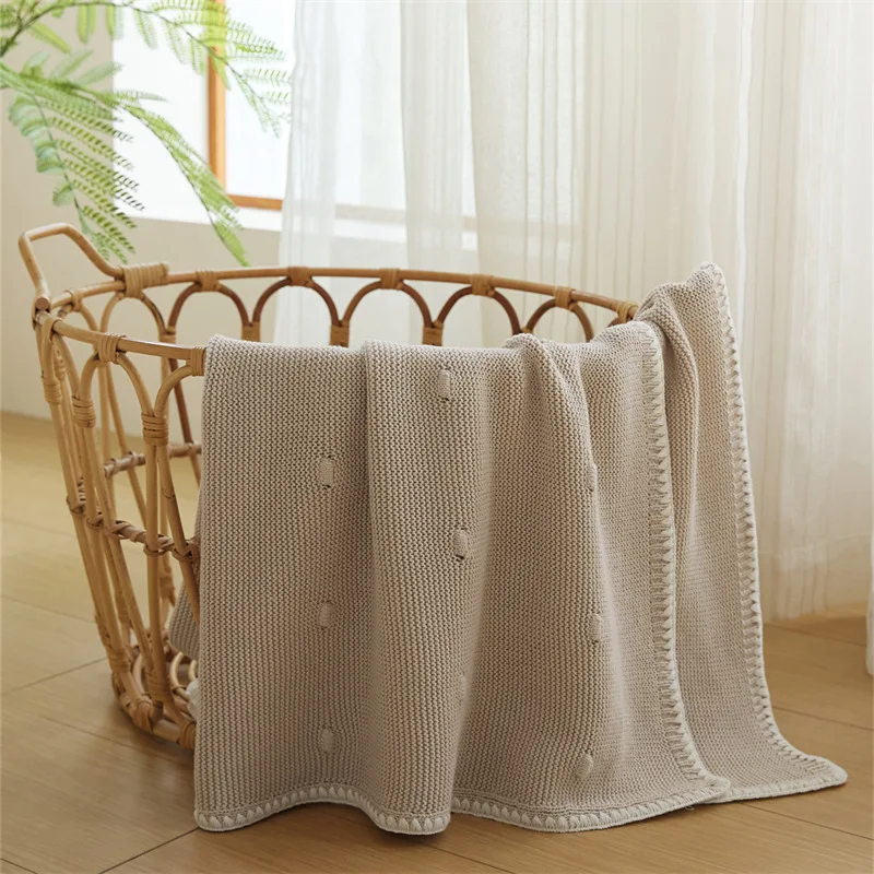 Multiple Colors Solid Color A-Class Children's Cotton Shell Knitted Sofa Blanket Car Airplane Blanket Decoration