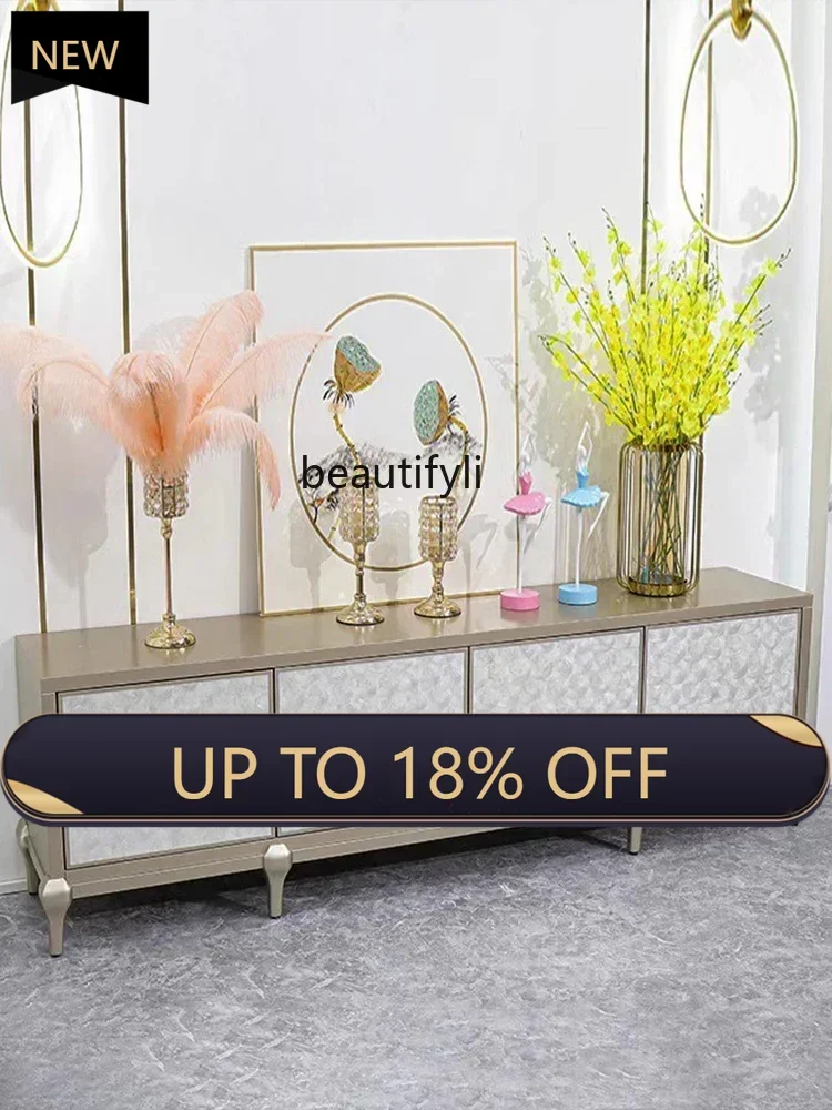 

P178 5 American Light Luxury TV Cabinet and Tea Table Modern Simple Shell Background TV Stand Small Apartment Living Room