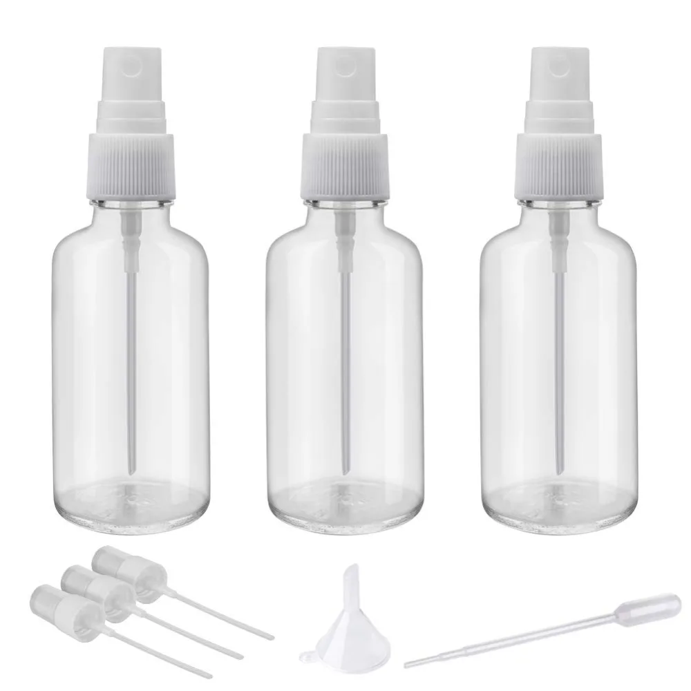 

2oz Clear Glass Spray Bottles for Essential Oils, Small Spray Bottle with Plastic Sprayer - Set of 3