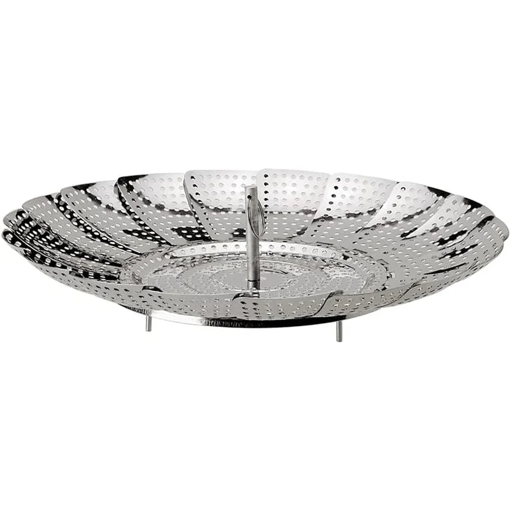 Cesta de vapor de aço inoxidável ajustável, 11 polegadas, design dobrável, versátil, pernas elevadas, vapor perfeito