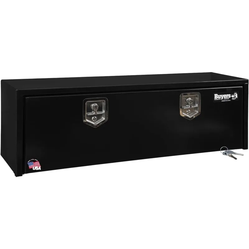 Buyers Products 1703328 Black Steel Underbody Truck Box With Lockable T-Handle Latch, 15 x 13 x 48 Inch, Made In The USA