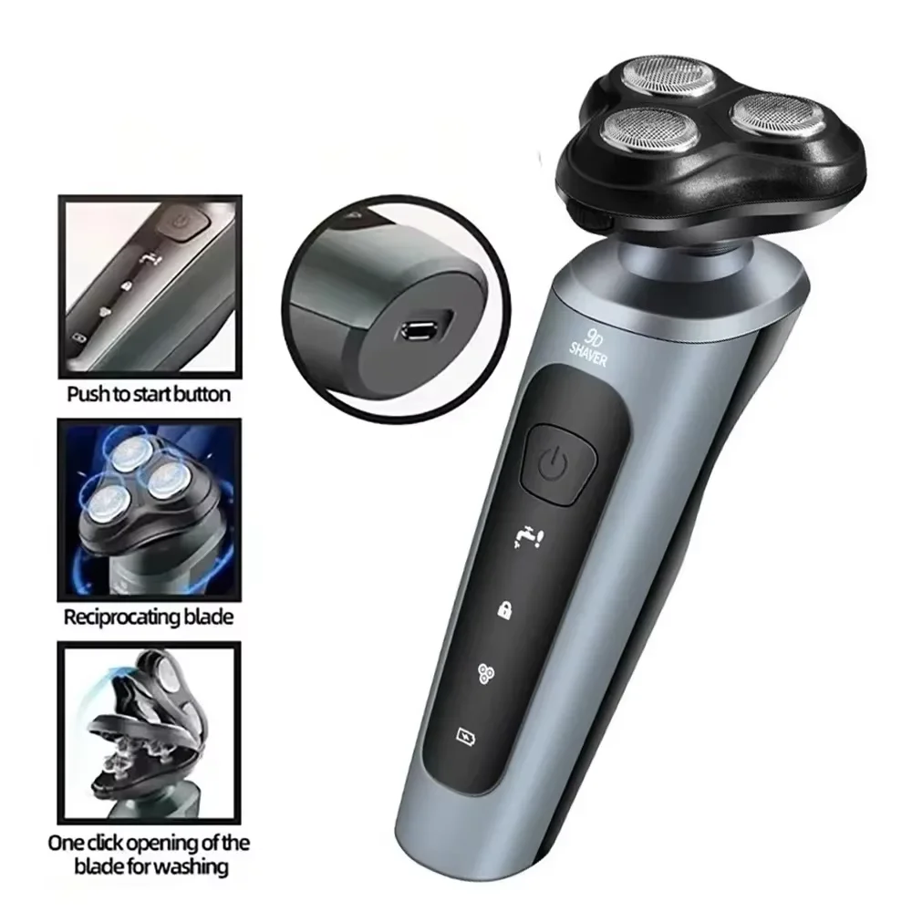 Men's Intelligent Rechargeable Shaver Wet/Dry Beard Razor ABS Tondeuse Dissolving Beard Rechargeable Razor for Smooth Skin image 6
