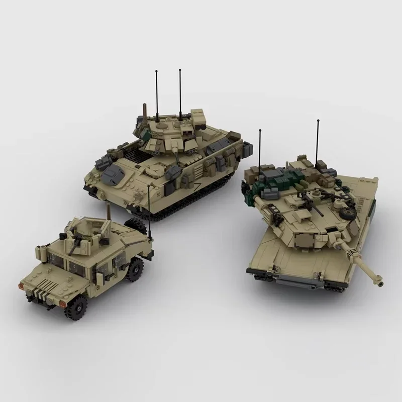 Military tank Model MOC Building Brick  M1A2 ABRAMS, M2A2 BRADLEY Modular Technology Gifts Holiday Assemble Children Toys Suit