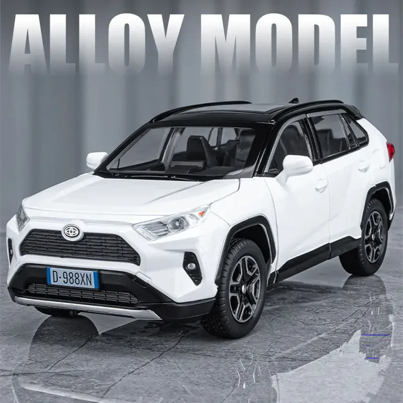 

1:22 Toyotas RAV4 SUV Alloy Car Model Diecast & Toy Vehicles Off-road Metal Car Model Sound and Light Car Toy Collectibles Gifts