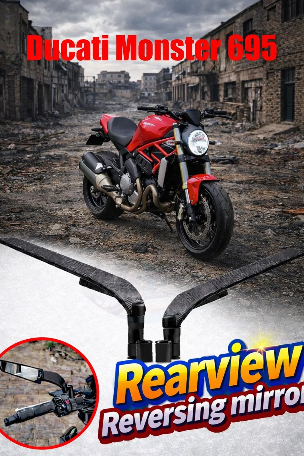Für Ducati Monster 695 696 796 797 821 937 950 1200 Motorrad-Spiegelsets Verstellbare Spiegel Motorrad-Außenspiegel