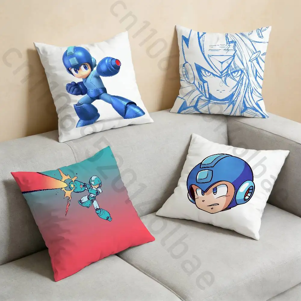 

M-Megaman X Game Tinplate Pillow Case Square Double-Sided Printing Short Plush Sofa Cushion Cover Bedroom Bedside Pillow