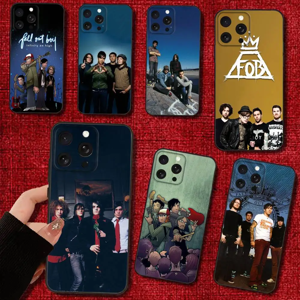

F-Fall Out Boy Band Phone Case For iPhone 16e,16,15,14,13,12,11,Pro,X,XS,Max,XR,Plus,Mini Soft Black Cover