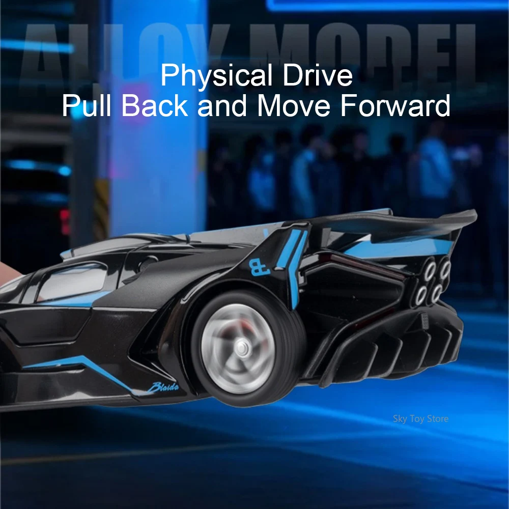 1:32 Bolide Divo Diecast Car Alloy Model Miniature Car with Sound Light Pull Back Doors Opened Vehices Home Decor Ornaments Gift