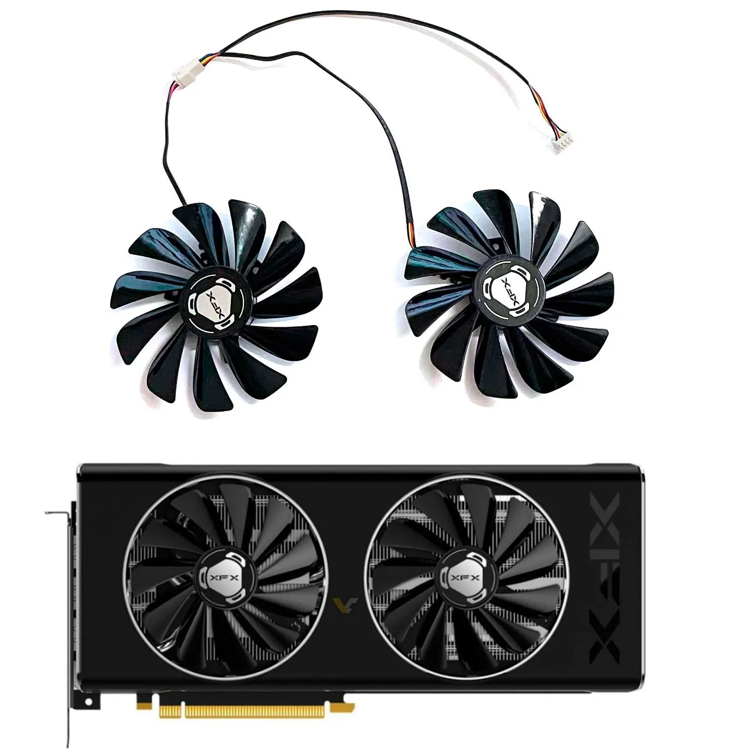 

New For XFX Radeon RX5500XT 5600XT 6GB THICC II PRO V2 black wolf version wolf warrior Graphics Card Replacement Fan