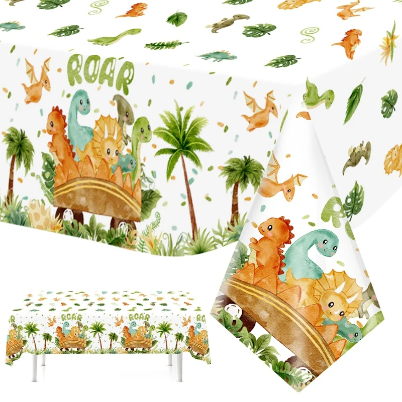 Nappe jetable d'anniversaire dinosaure, décoration de fête de 1er anniversaire pour enfants, réception-cadeau pour bébé, fournitures de couverture de Table de fête Dino dans la Jungle